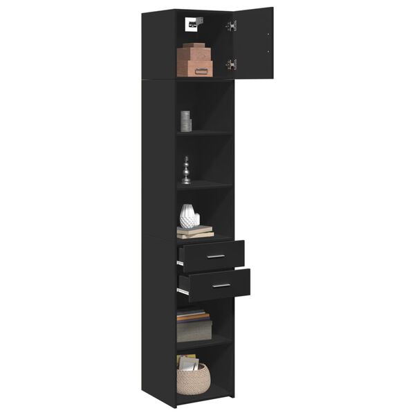 vidaXL Slim Storage Cabinet Black Engineered Wood Slim