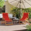 vidaXL Folding Beach Chair Set of 2 Red Solid eucalyptus wood, Polyester