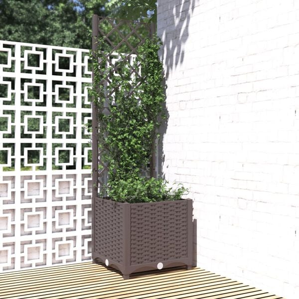 vidaXL Garden Planter Brown Polypropylene 15.7 x 15.7 x 53.5 in Planters