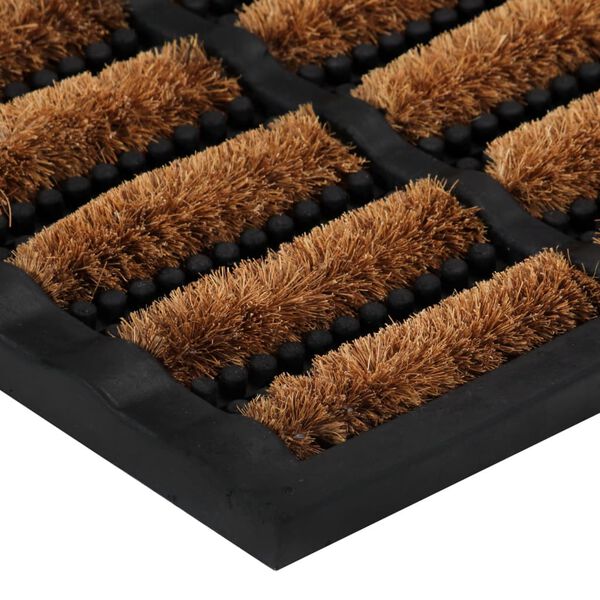 vidaXL Door Mat Black and Brown Rubber and Coir 15.7 x 23.6 in Non-slip