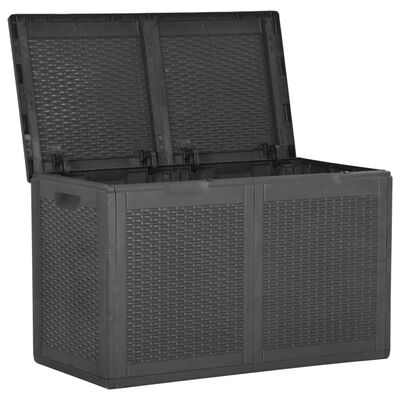 vidaXL Patio Storage Box 47.6 gal Black PP Rattan