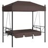 vidaXL Garden Swing Bench Coffee brown Powder-coated steel, Polyester