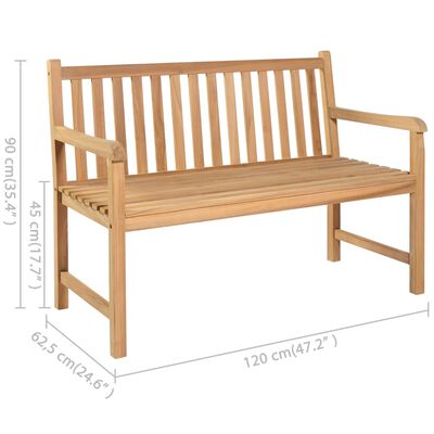 vidaXL Patio Bench with Beige Cushion 47.2" Solid Teak Wood