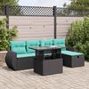 vidaXL 6 Piece Patio Sofa Set with Cushions Gray Poly Rattan Acacia