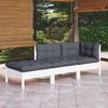 vidaXL Garden Lounge Set White, Anthracite Solid Pinewood, Polyester Fabric