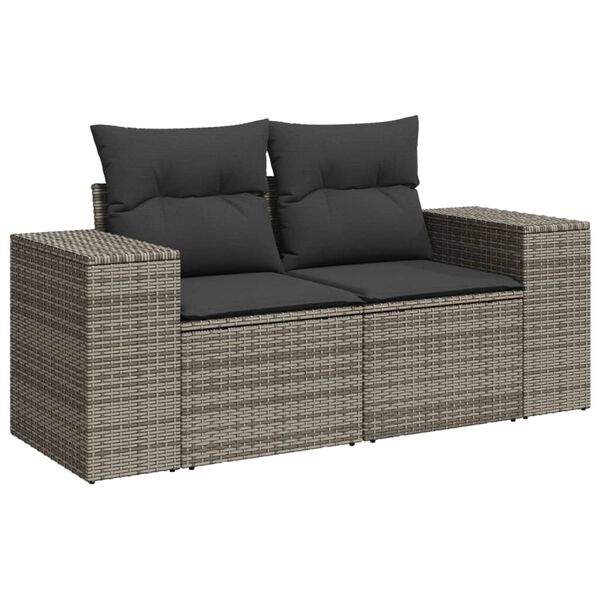 vidaXL Garden Sofa Set Grey PE Rattan, Powder-coated steel 6 Piece