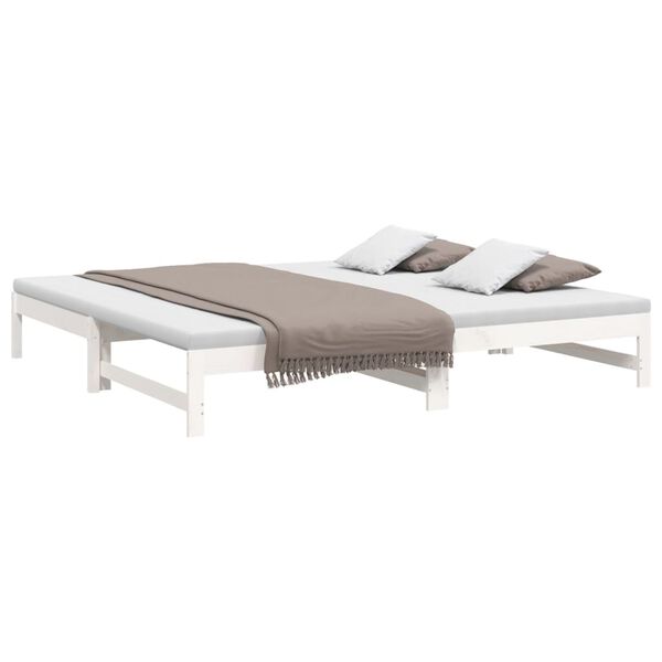 vidaXL Day Bed White Solid pinewood Double