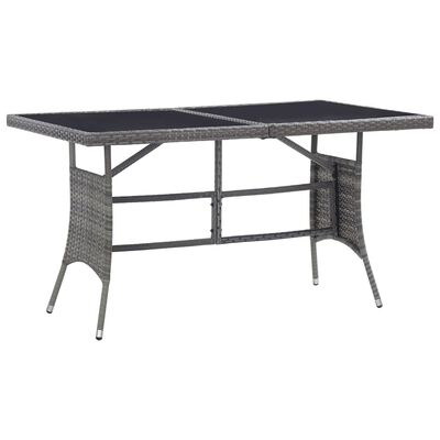 vidaXL Patio Table Gray 55.1"x31.5"x29.1" Poly Rattan