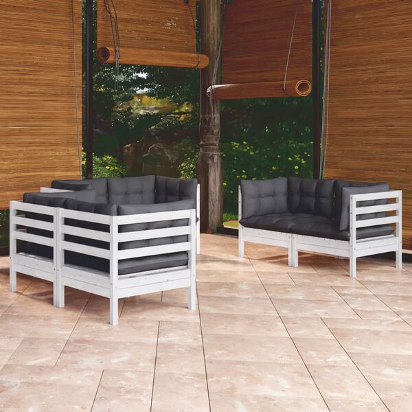 vidaXL Garden Lounge Set White, Anthracite