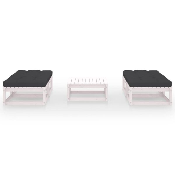 vidaXL Garden Lounge Set White, Anthracite Solid Pinewood, Polyester fabric