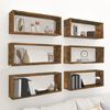 vidaXL Wall Cube Shelf Set of 6 Smoked oak Engineered wood Medium