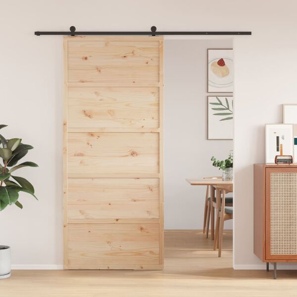 vidaXL Barn Door 35.4"x81.9" Solid Wood Pine