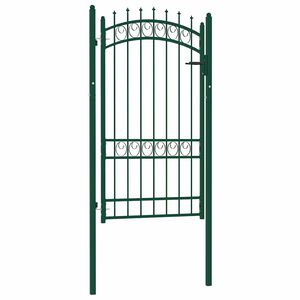 vidaXL Fence Gate with Spikes Steel 39.4x68.9" Green