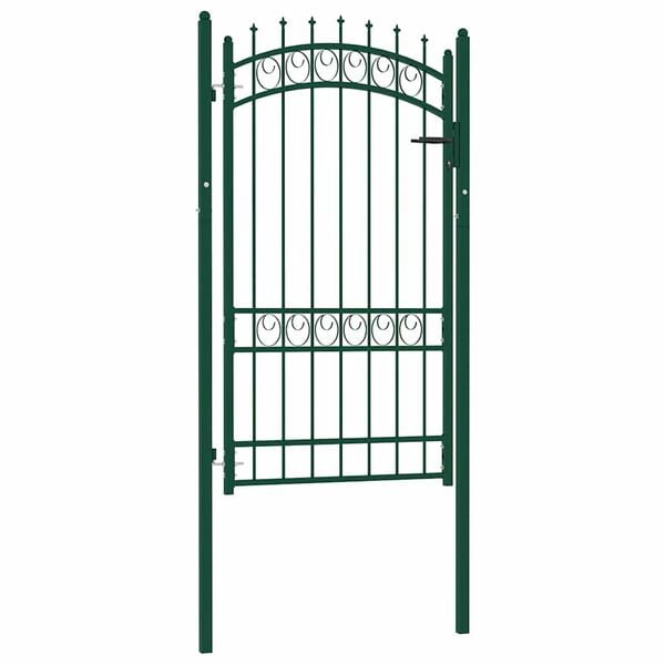 vidaXL Fence Gate with Spikes Steel 39.4x68.9" Green