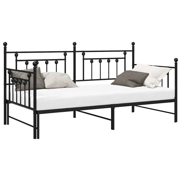 vidaXL Daybed Frame with Headboard Black 35.4" x 74.8" Steel