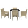 vidaXL Garden Dining Set with Cushion 5 pcs Beige Poly Rattan