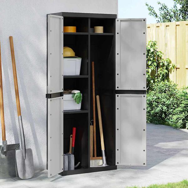vidaXL Outdoor Storage Cabinet Grey and Black Polypropylene Medium