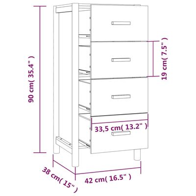 vidaXL Highboard White 16.5"x15"x35.4" Engineered Wood