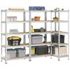 vidaXL 5-Layer Heavy-duty Shelves 3 pcs Silver Steel&Engineered Wood
