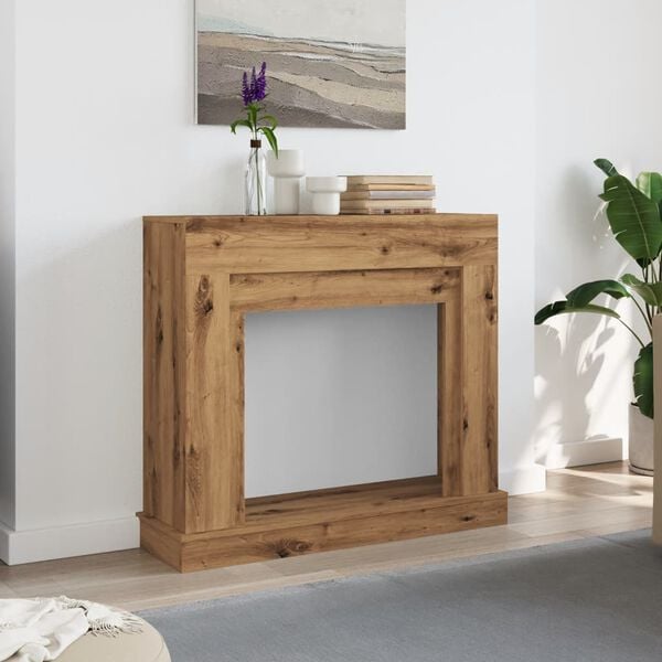 vidaXL Fireplace Surround Artisan Oak 39.4x11.8x34.4" Engineered Wood