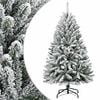 vidaXL Artificial Hinged Christmas Tree Green and white PVC, metal Medium