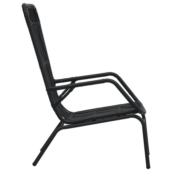 vidaXL Garden Chair Black Poly Rattan, Powder-Coated Steel Medium