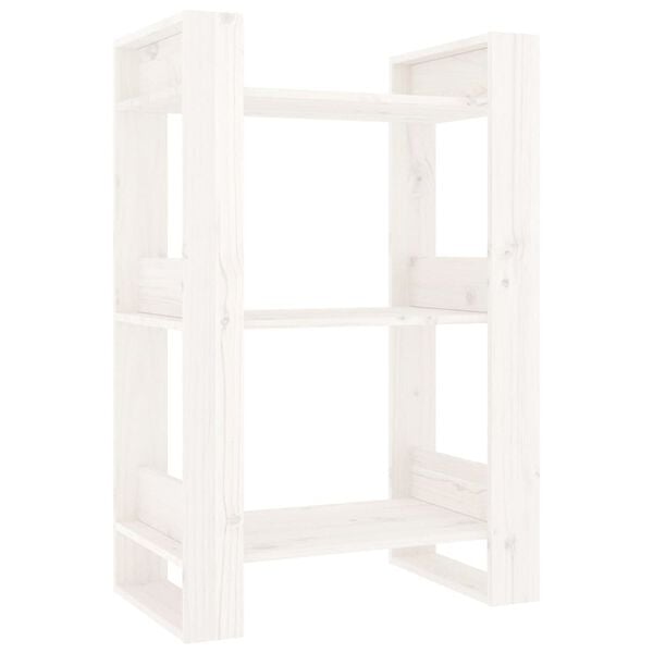 vidaXL Book Cabinet White Solid pine wood Medium Book Cabinet
