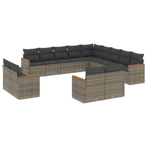 vidaXL Garden Sofa Set Grey PE rattan, powder-coated steel 13-Piece Set