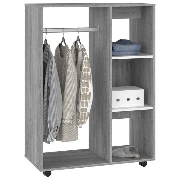 vidaXL Wardrobe Grey Sonoma Engineered Wood Wardrobe Rectangular