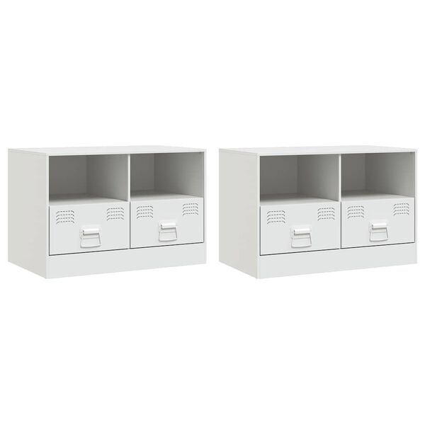 vidaXL TV Cabinet Set of 2 White Cold-rolled steel Medium TV Cabinet