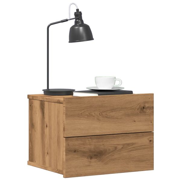 vidaXL Wall-mounted Bedside Cabinet Set of 2 Artisan Oak Engineered wood