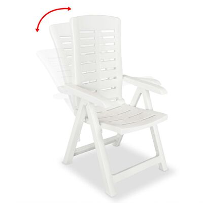 vidaXL Reclining Patio Chairs 2 pcs Plastic White