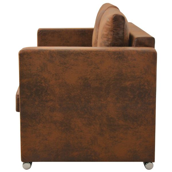 vidaXL 2-seater Sofa Brown Artificial Suede Leather Medium