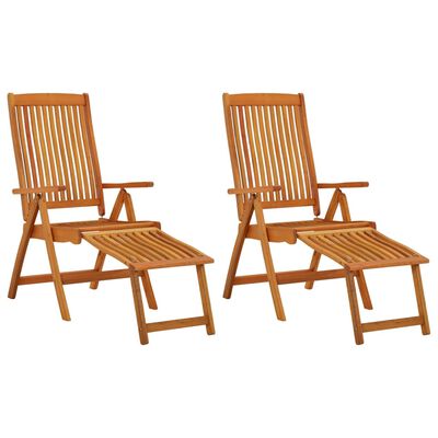 vidaXL Folding Patio Chairs with Footrests 2 pcs Solid Wood Eucalyptus