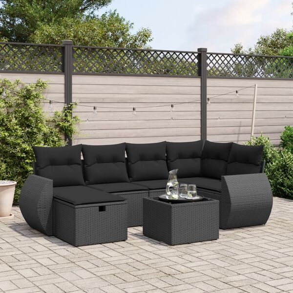 vidaXL Garden Sofa Set Black