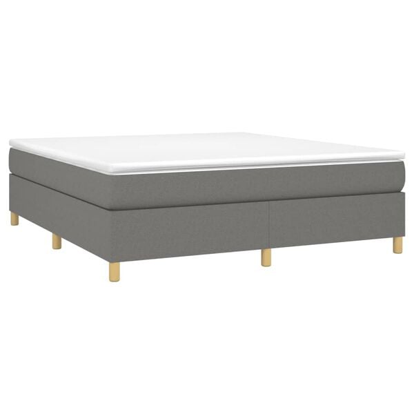 vidaXL Bed Frame Dark gray Polyester, Plywood, Engineered wood King