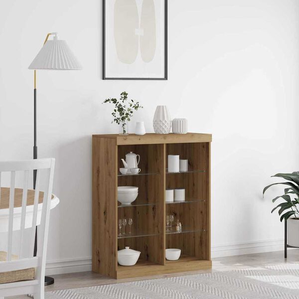 vidaXL LED Sideboard Artisan Oak 16.14 x 14.57 x 39.37 in