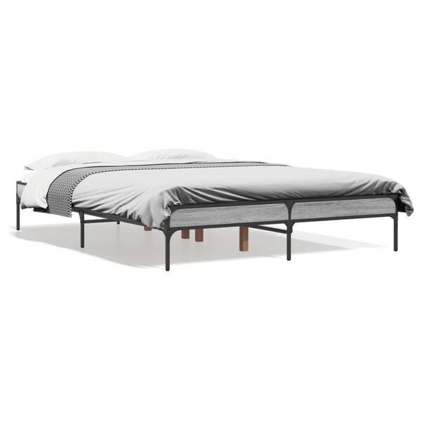 vidaXL Bed Frame Gray Sonoma Engineered wood and metal Small Double