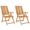 vidaXL Reclining Garden Chair Set of 2 Natural wood color