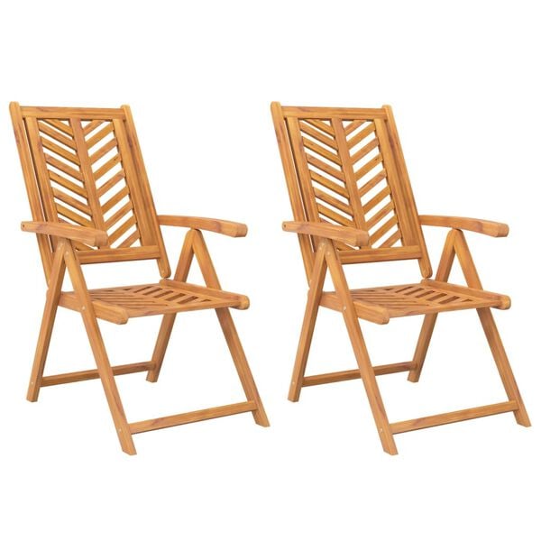 vidaXL Reclining Garden Chair Set of 2 Natural wood color