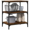 vidaXL Kitchen Trolley Smoked Oak 23.6"x16.1"x29.9" Engineered Wood