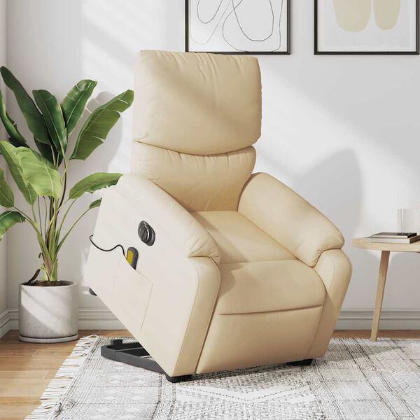 vidaXL Electric Stand Up Massage Recliner Chair Cream