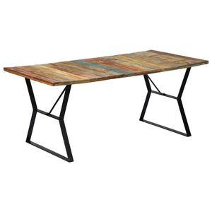 vidaXL Dining Table Multicolour Solid reclaimed wood, powder-coated iron