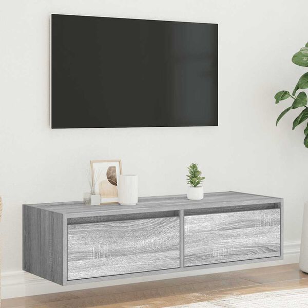 vidaXL TV Cabinet Gray Sonoma Engineered Wood Medium Adjustable Armrests