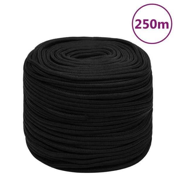 vidaXL Work Rope Black 0.31 " 820.2 ' Polyester