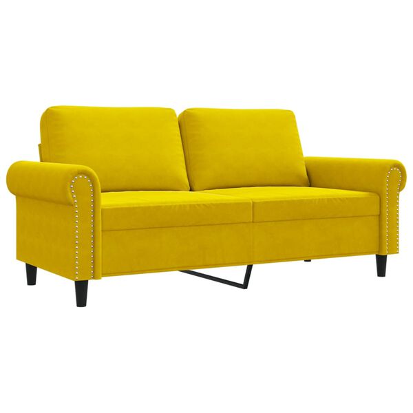 vidaXL 2-seater Sofa Yellow Velvet (100% polyester), Metal, Textilene