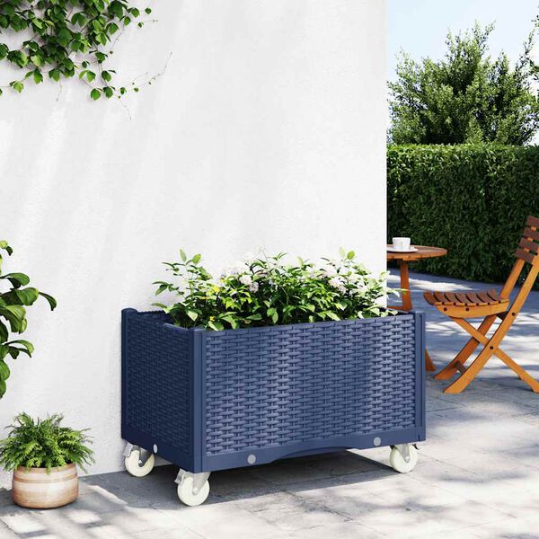 vidaXL Garden Planter Blue Grey Polypropylene Medium-sized