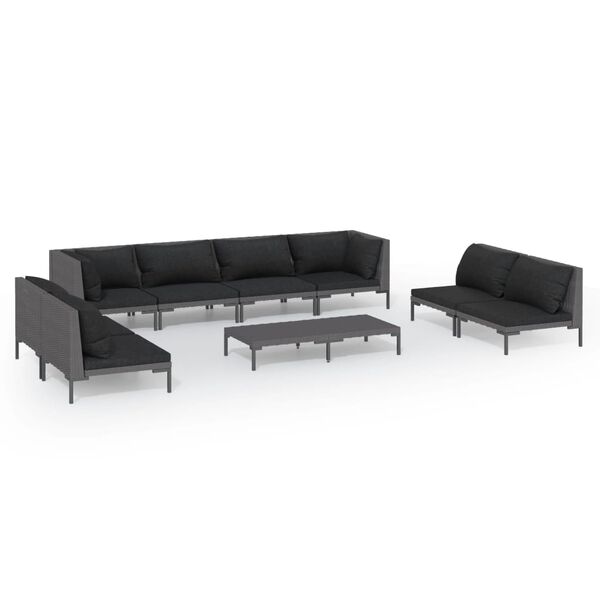 vidaXL Garden Lounge Set Dark Grey Powder-coated steel Large Seats Many