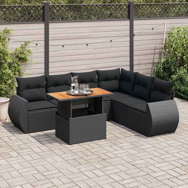 vidaXL Garden Sofa Set Black PE rattan Large Garden Sofa Set
