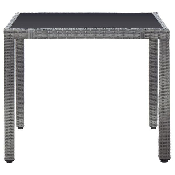 vidaXL Dining Set Grey PE rattan, Steel, Tempered glass 5 Piece Set